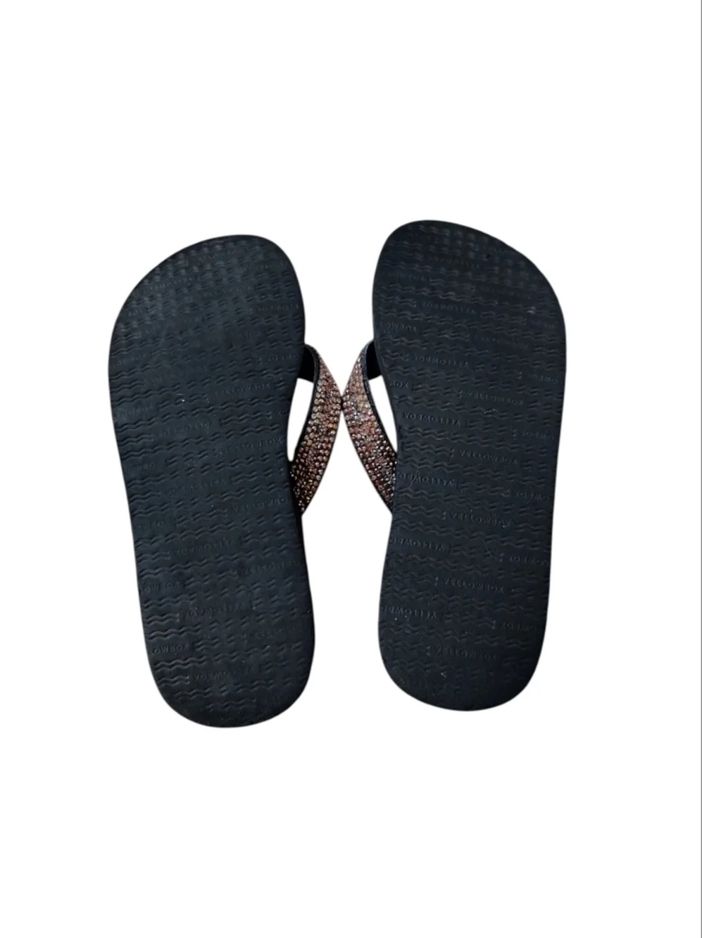 Yellowbox Amor Black Flip Flop Sandals with Rhinestone Straps - Picture 3 of 3